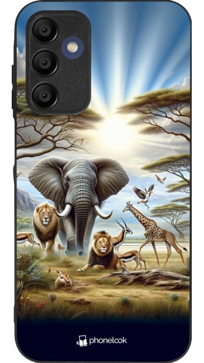 Coque Samsung Galaxy A15 - Silicone rigide noir Vie sauvage africaine