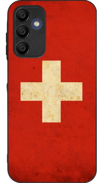 Coque Samsung Galaxy A15 - Silicone rigide noir Vintage Flag SWISS