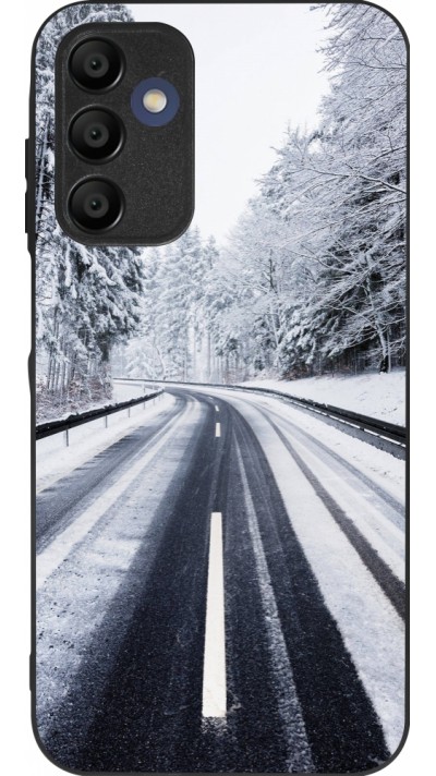 Coque Samsung Galaxy A15 - Silicone rigide noir Winter 22 Snowy Road