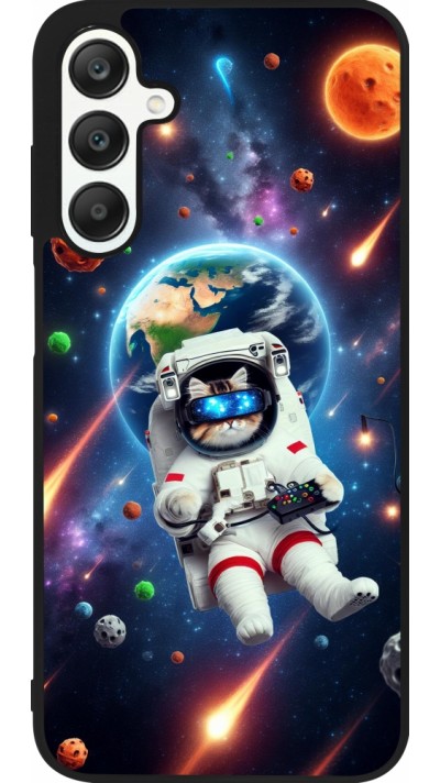 Samsung Galaxy A25 Case Hülle - Silikon schwarz VR SpaceCat Odyssee