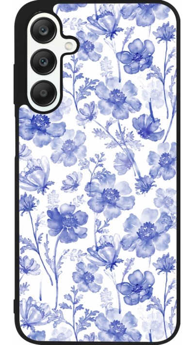 Samsung Galaxy A25 Case Hülle - Silikon schwarz Spring 23 watercolor blue flowers