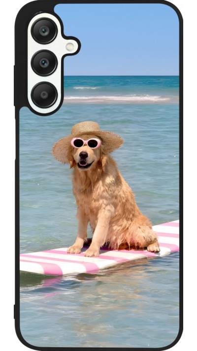 Samsung Galaxy A25 Case Hülle - Silikon schwarz Summer Dog on Paddle