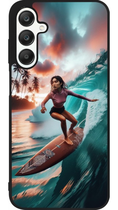 Samsung Galaxy A25 Case Hülle - Silikon schwarz Surferin aus Bali