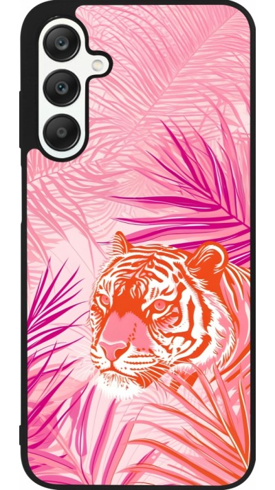 Samsung Galaxy A25 Case Hülle - Silikon schwarz Tiger Palmen rosa