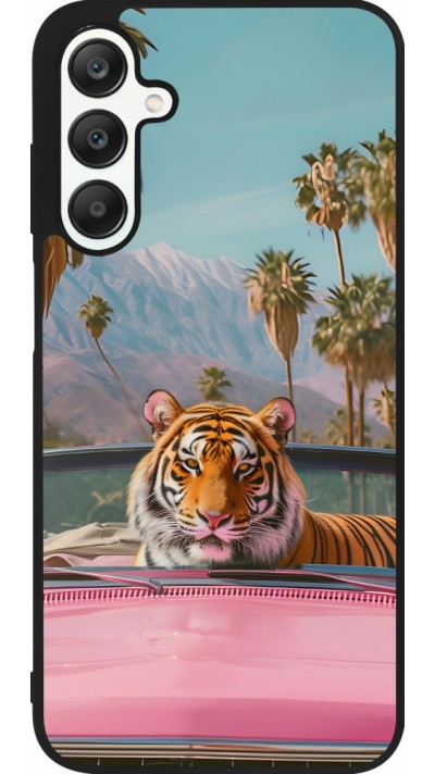 Samsung Galaxy A25 Case Hülle - Silikon schwarz Tiger Auto rosa