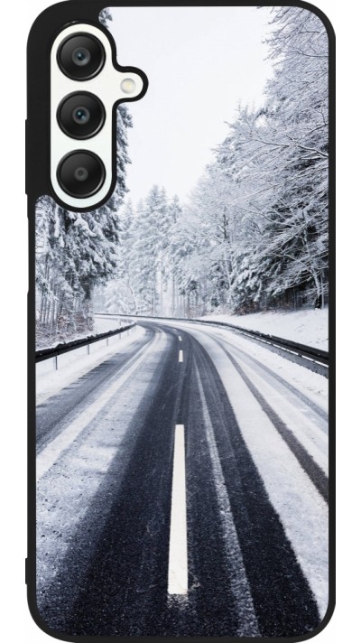 Samsung Galaxy A25 Case Hülle - Silikon schwarz Winter 22 Snowy Road