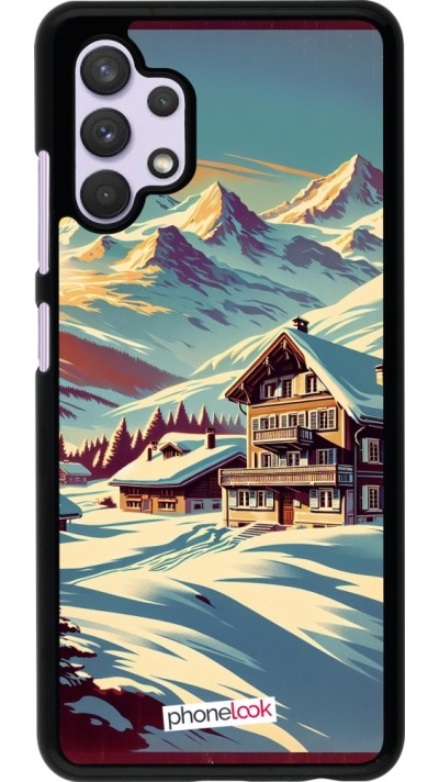 Samsung Galaxy A32 Case Hülle - Chalet Berg verschneit