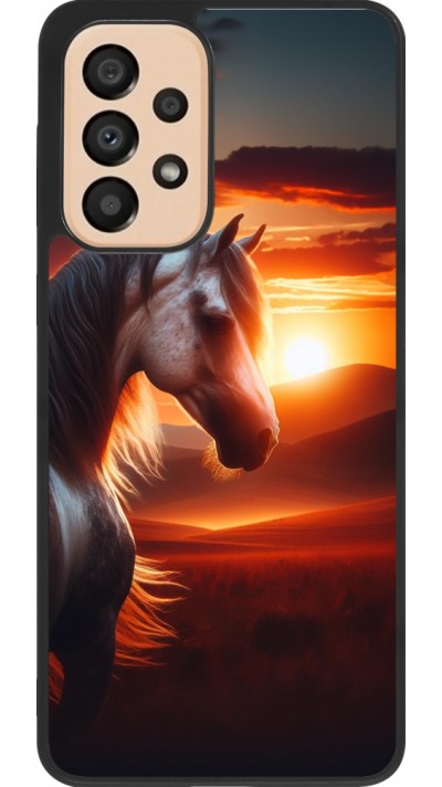 Samsung Galaxy A33 5G Case Hülle - Silikon schwarz Majestätischer Sonnenuntergang Pferd