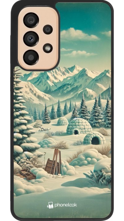 Samsung Galaxy A33 5G Case Hülle - Silikon schwarz Vintage Schneebedeckter Berg Iglu