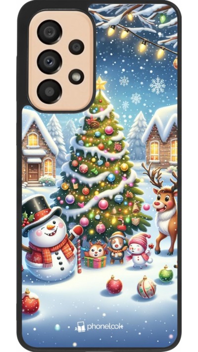 Samsung Galaxy A33 5G Case Hülle - Silikon schwarz Weihnachten 2023 Schneemann und Tannenbaum