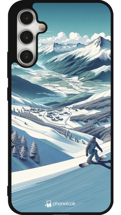 Samsung Galaxy A34 5G Case Hülle - Silikon schwarz Snowboarder Berg