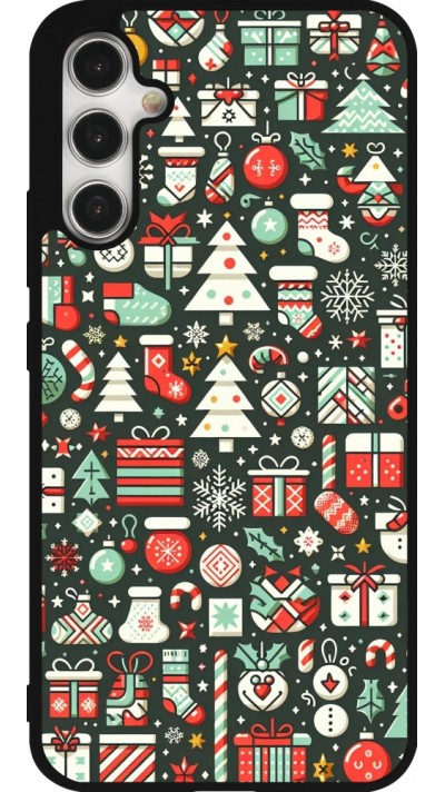 Samsung Galaxy A34 5G Case Hülle - Silikon schwarz Weihnachten 2023 Flachmuster