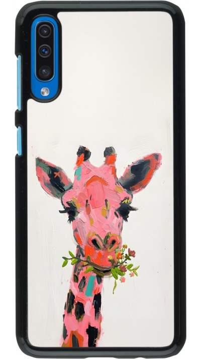 Samsung Galaxy A50 Case Hülle - Pink Girafe Paint