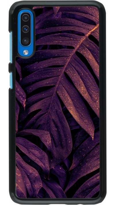 Samsung Galaxy A50 Case Hülle - Purple Light Leaves