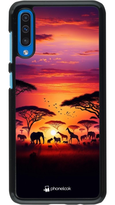 Samsung Galaxy A50 Case Hülle - Safari Sonnenuntergang Wildtiere