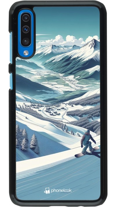 Samsung Galaxy A50 Case Hülle - Snowboarder Berg