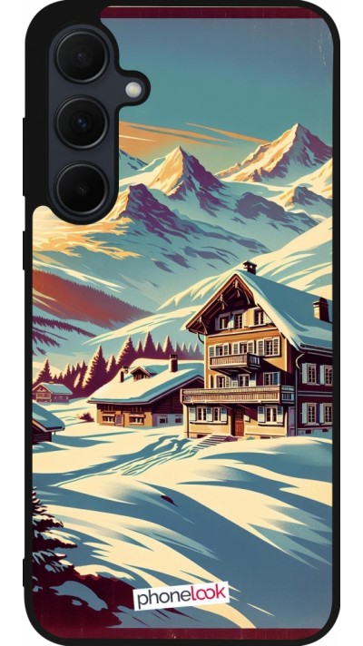 Samsung Galaxy A55 5G Case Hülle - Silikon schwarz Chalet Berg verschneit