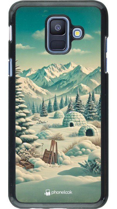 Samsung Galaxy A6 Case Hülle - Vintage Schneebedeckter Berg Iglu