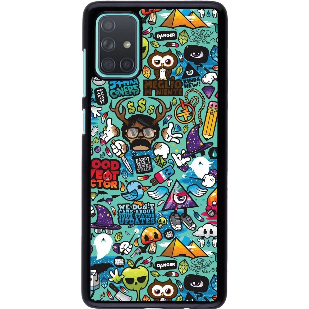 Samsung Galaxy A71 Case Hülle - Mixed Cartoons Turquoise