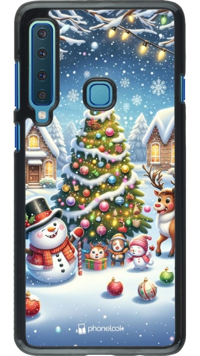 Samsung Galaxy A9 Case Hülle - Weihnachten 2023 Schneemann und Tannenbaum