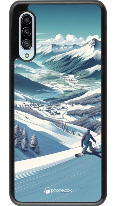 Samsung Galaxy A90 5G Case Hülle - Snowboarder Berg