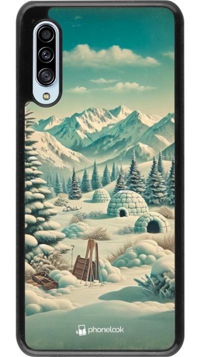 Samsung Galaxy A90 5G Case Hülle - Vintage Schneebedeckter Berg Iglu