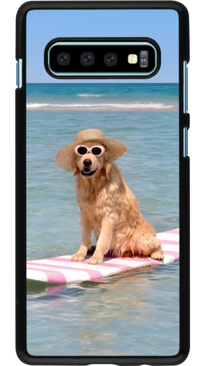 Samsung Galaxy S10+ Case Hülle - Summer Dog on Paddle