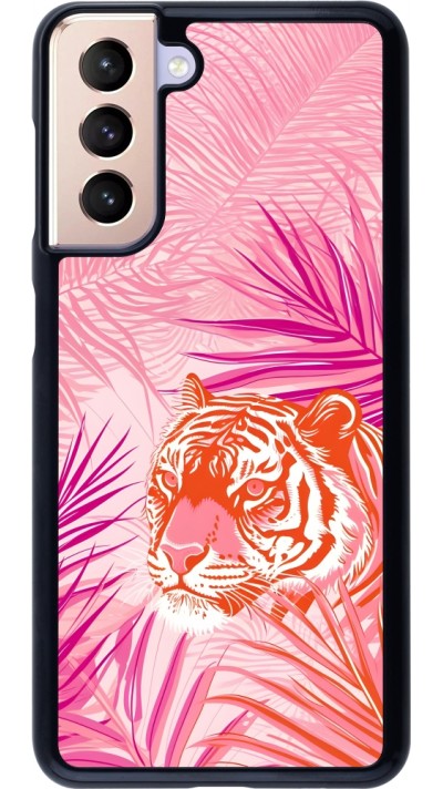 Samsung Galaxy S21 5G Case Hülle - Tiger Palmen rosa