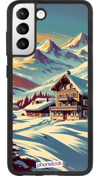 Samsung Galaxy S21 FE 5G Case Hülle - Silikon schwarz Chalet Berg verschneit