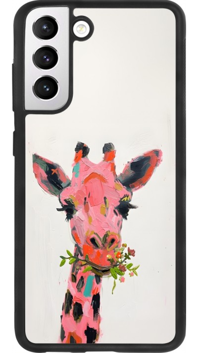 Samsung Galaxy S21 FE 5G Case Hülle - Silikon schwarz Pink Girafe Paint