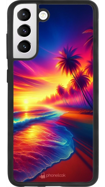 Samsung Galaxy S21 FE 5G Case Hülle - Silikon schwarz Strand Sonnenuntergang auffällig