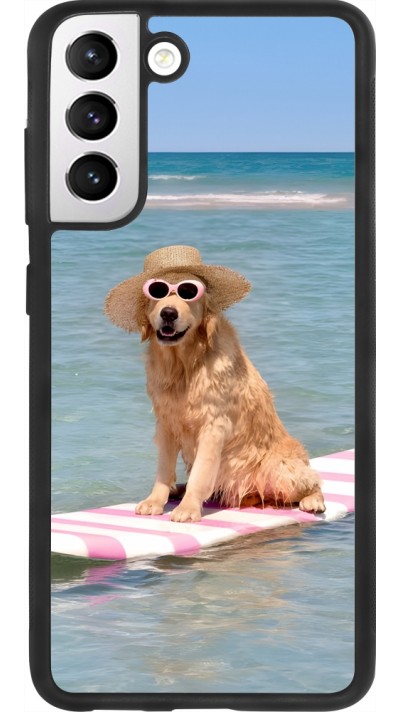 Samsung Galaxy S21 FE 5G Case Hülle - Silikon schwarz Summer Dog on Paddle