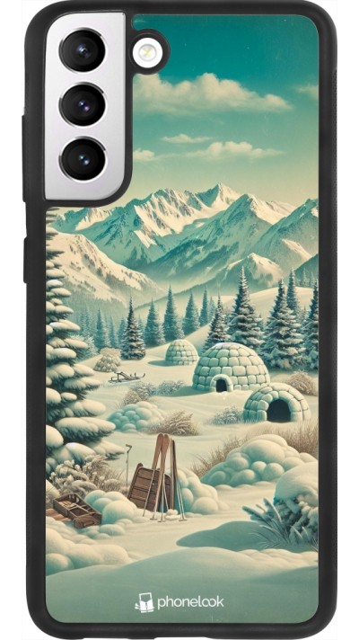 Samsung Galaxy S21 FE 5G Case Hülle - Silikon schwarz Vintage Schneebedeckter Berg Iglu