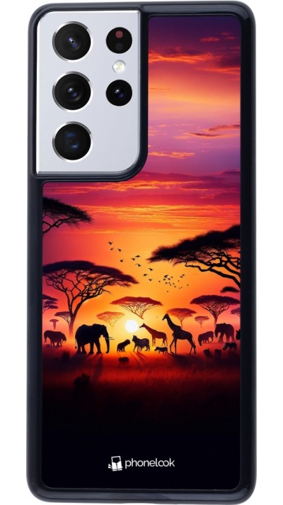 Samsung Galaxy S21 Ultra 5G Case Hülle - Safari Sonnenuntergang Wildtiere