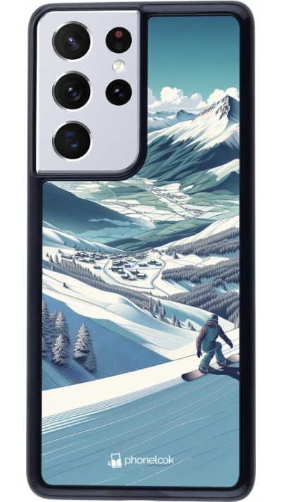 Samsung Galaxy S21 Ultra 5G Case Hülle - Snowboarder Berg