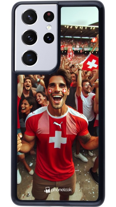 Samsung Galaxy S21 Ultra 5G Case Hülle - Schweizer Fan Euro 2024