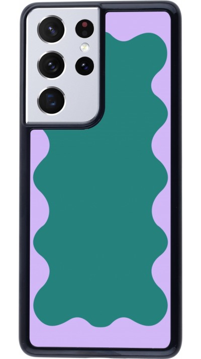 Samsung Galaxy S21 Ultra 5G Case Hülle - Wavy Rectangle Green Purple