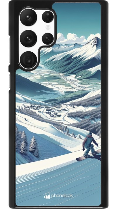 Samsung Galaxy S22 Ultra Case Hülle - Snowboarder Berg