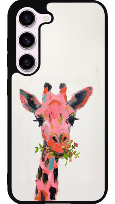 Samsung Galaxy S23 FE Case Hülle - Silikon schwarz Pink Girafe Paint