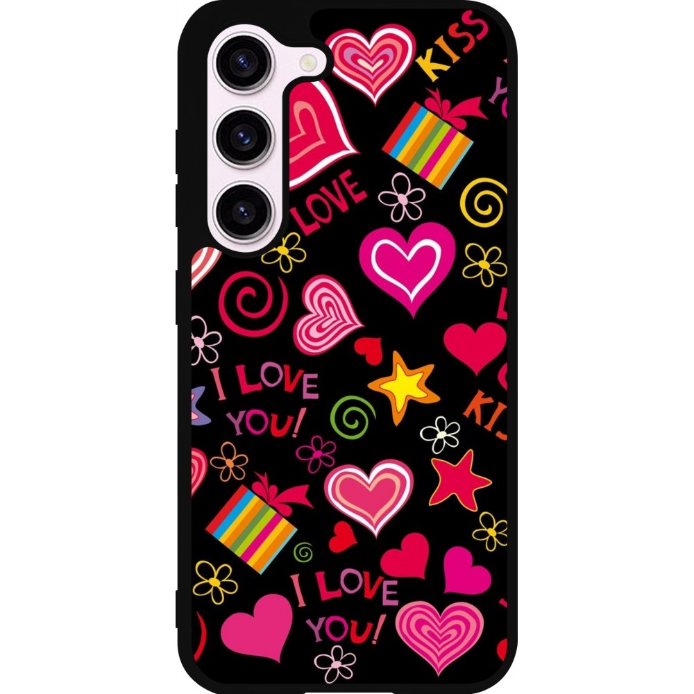 Samsung Galaxy S23 FE Case Hülle - Silikon schwarz Valentine 2023 love symbols