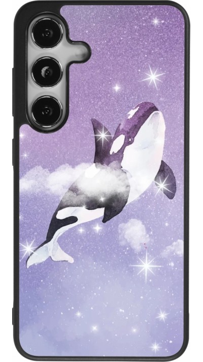 Samsung Galaxy S24 Case Hülle - Silikon schwarz Whale in sparking stars