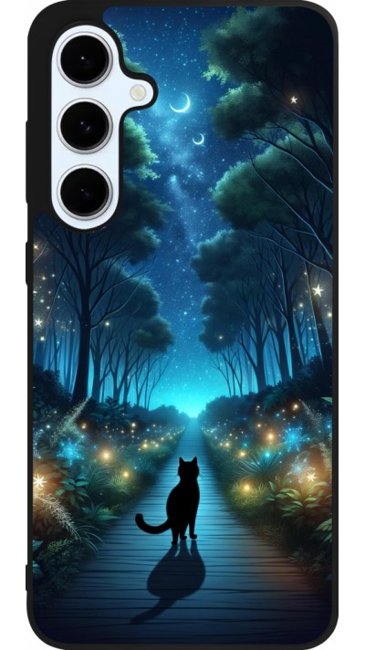 Samsung Galaxy S24 FE Case Hülle - Silikon schwarz Schwarze Katze Spaziergang