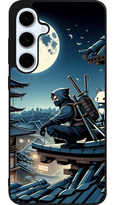 Samsung Galaxy S24 FE Case Hülle - Silikon schwarz Ninja unter dem Mond