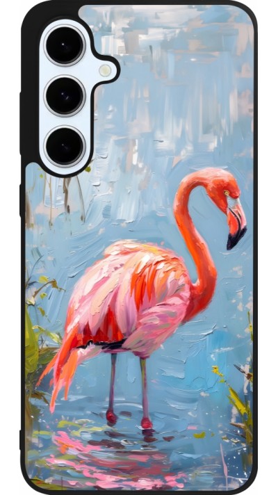 Samsung Galaxy S24 FE Case Hülle - Silikon schwarz Paint Flamingo