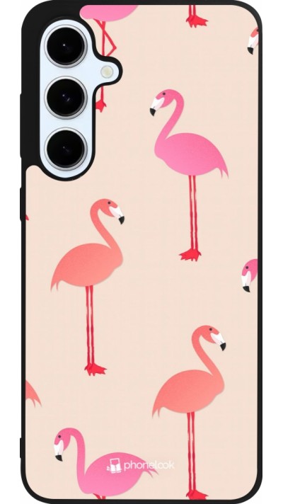 Samsung Galaxy S24 FE Case Hülle - Silikon schwarz Pink Flamingos Pattern