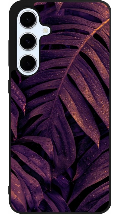 Samsung Galaxy S24 FE Case Hülle - Silikon schwarz Purple Light Leaves