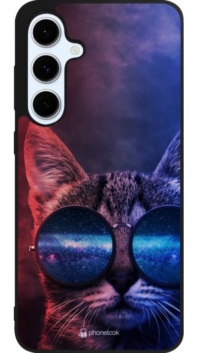 Samsung Galaxy S24 FE Case Hülle - Silikon schwarz Red Blue Cat Glasses