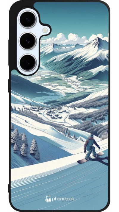 Samsung Galaxy S24 FE Case Hülle - Silikon schwarz Snowboarder Berg