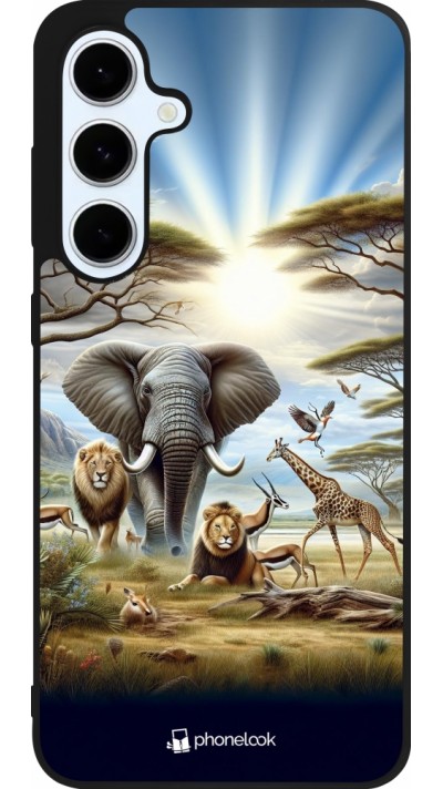 Coque Samsung Galaxy S24 FE - Silicone rigide noir Vie sauvage africaine