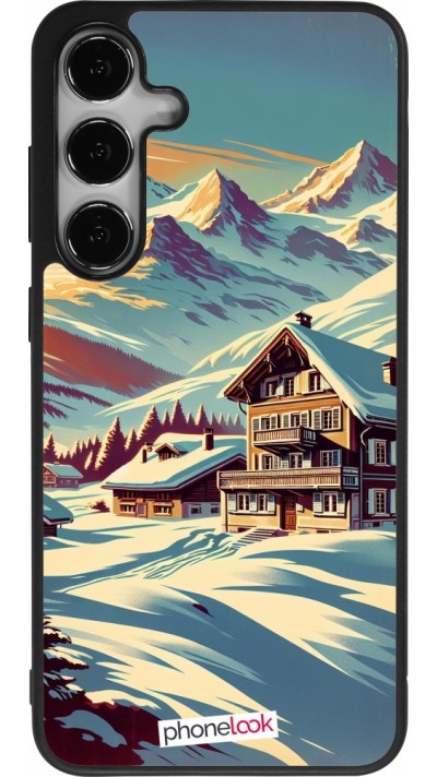 Samsung Galaxy S24+ Case Hülle - Silikon schwarz Chalet Berg verschneit